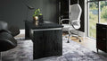 ZURI Modern 71" Washington Black Oak Wood Desk with Leather Writing Pad