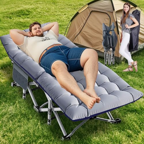 ABORON Oversized Folding Camping Cot for Adults, Double Layer 1200D, with Mat & Carrying Bag S2407