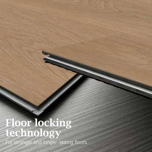 Interlocking Luxury Vinyl Flooring Wood-Look Planks SPC Rigid Core Waterproof Hickory Q852539