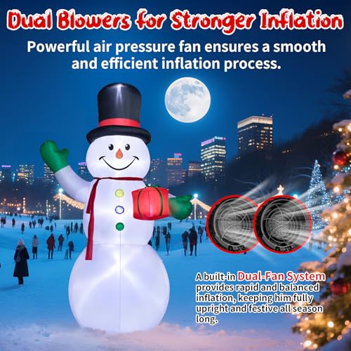 Dawdix 15FT Inflatable Snowman with LED Lights for Yard Christmas Decor Z472