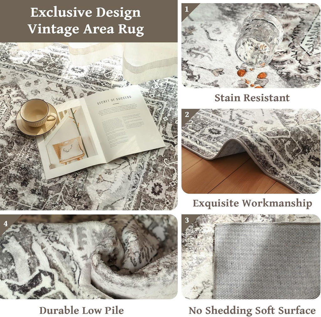 5x7 Machine Washable Non-Slip Area Rug for Living Room N501572