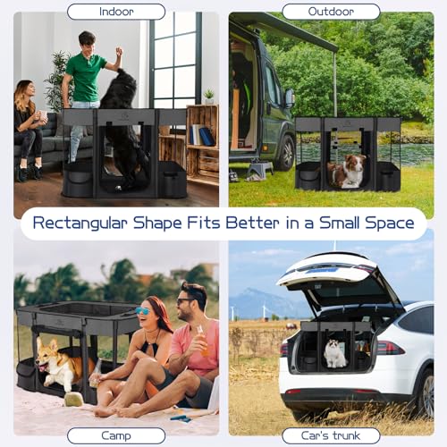 Foldable Dog Cat Playpen with Carrying Case, Water-Resistant, Indoor Outdoor V14642