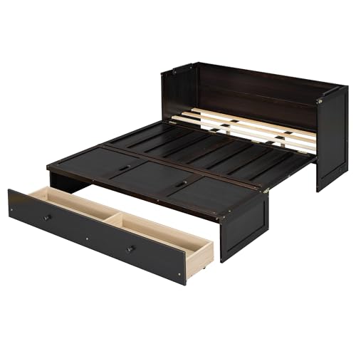 Harper & Bright Designs Queen Murphy Bed with USB Charging Station and Storage, Espresso A423