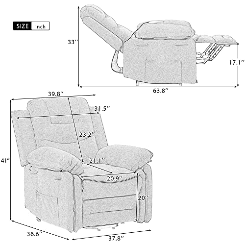 Power Lift Recliner Chair with Massage and Heat for Elderly, Beige C7169