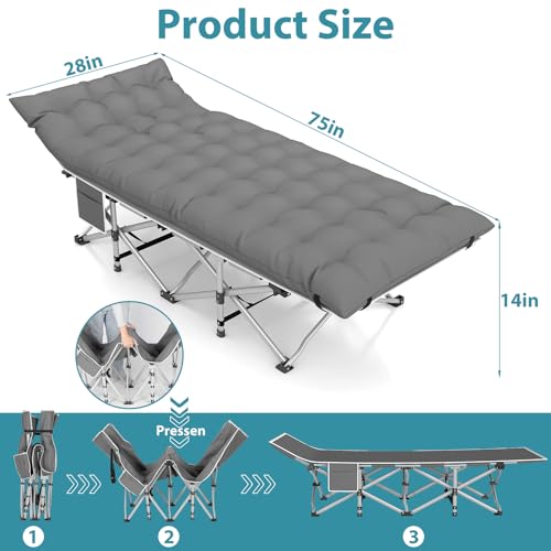 Folding Camping Cot for Adults, Heavy Duty with Carry Bag, Portable Outdoor Travel Cot E9127