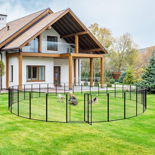 Dog Playpen Outdoor Extra Wide 12 Panels Heavy Duty 40" Height with Doors Portable G77703
