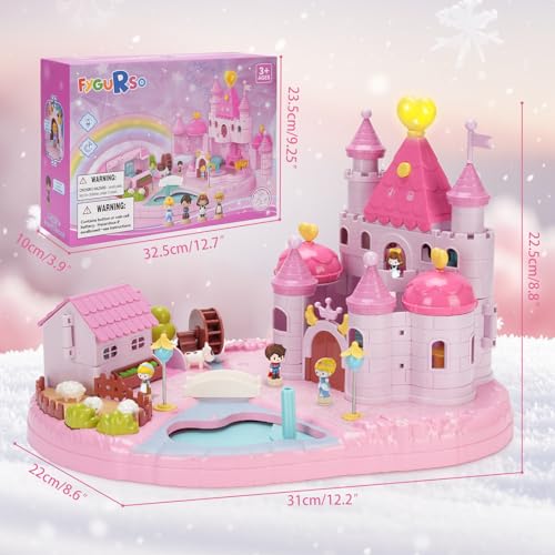 Dream Princess Castle Playset with Magnetic Toys, Light & Music for Kids Ages 6+ (Pink) D92441