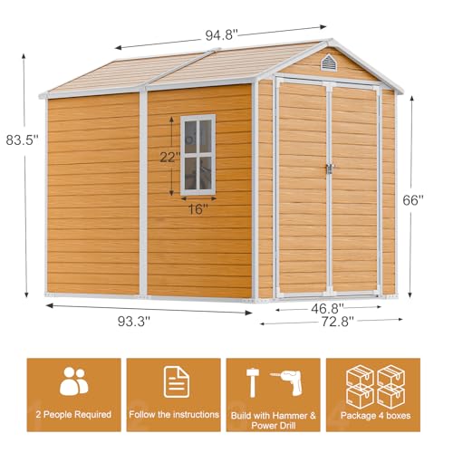 Outdoor Resin Storage Shed with Floor, 5x3 FT, Waterproof, Lockable Door, Gray H391