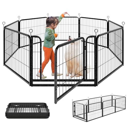 Dog Playpen Outdoor Extra Wide 12 Panels Heavy Duty 40" Height with Doors Portable G77703