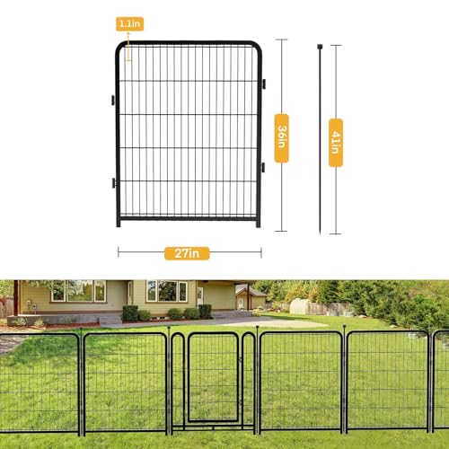 Tall Garden Fence 32in 8 Panels Metal Dog Pen Outdoor for Yard G496561