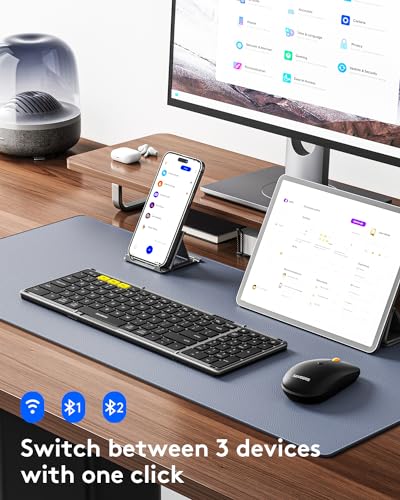 Samsers Foldable Bluetooth Keyboard and Mouse Combo, 2.4G + BT5.0, USB-C Rechargeable, for Windows Android iOS Mac OS N54454