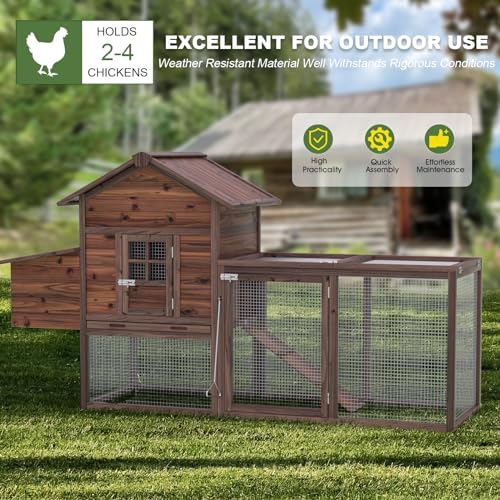 Large Wooden Chicken Coop Outdoor Hen House with Nest Box M865438