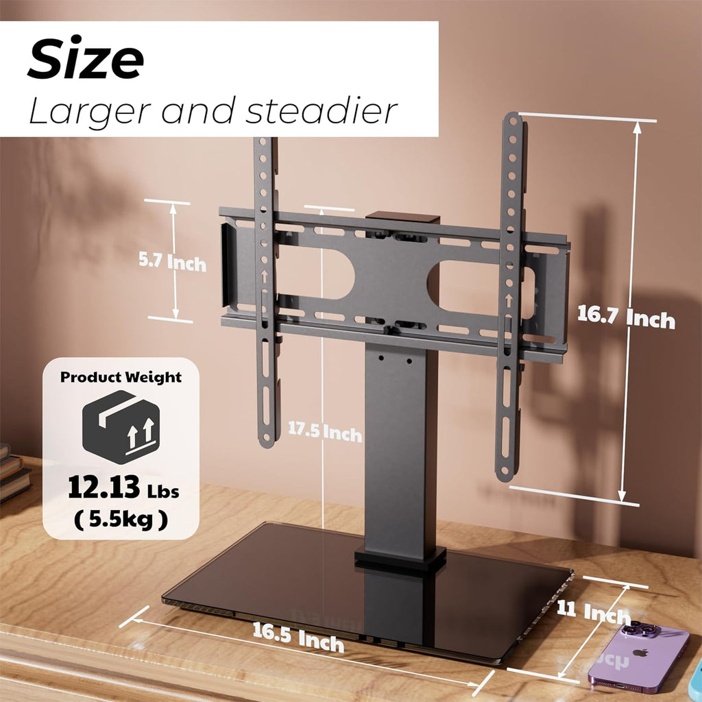 Swivel Universal TV Stand Base, Height Adjustable for 23-55 inch TVs, Black M27003