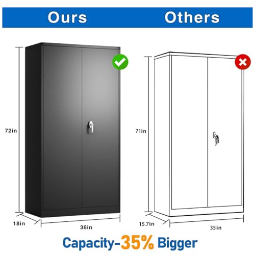 Metal Storage Cabinet 72" Locking with 2 Doors and 4 Shelves F9397
