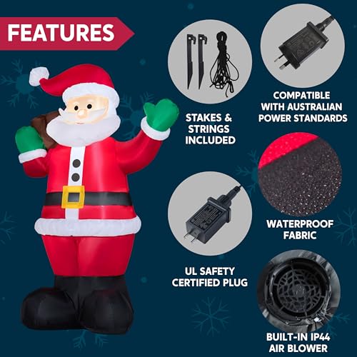 Joiedomi 6 FT Christmas Inflatable Santa with Gift Bag, LED Lights H570