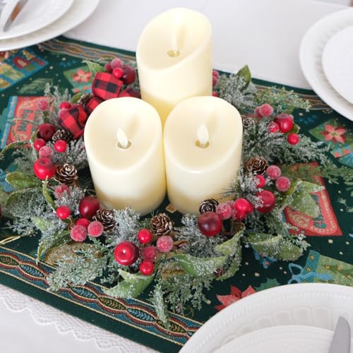 idyllic 4 PCS 12 Inch Christmas Wreath Set with Pine and Berries J67126