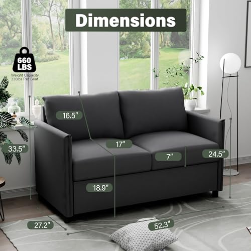 Beige Loveseat Sofa 52" 2 Seater Couch for Living Room X208909