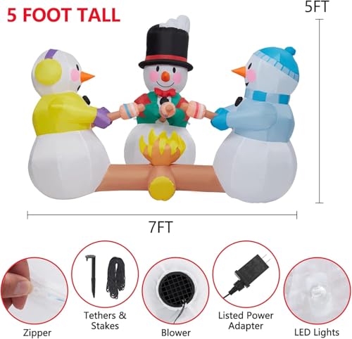 7ft Inflatable Snowman Christmas Yard Decoration with LED Lights E2441
