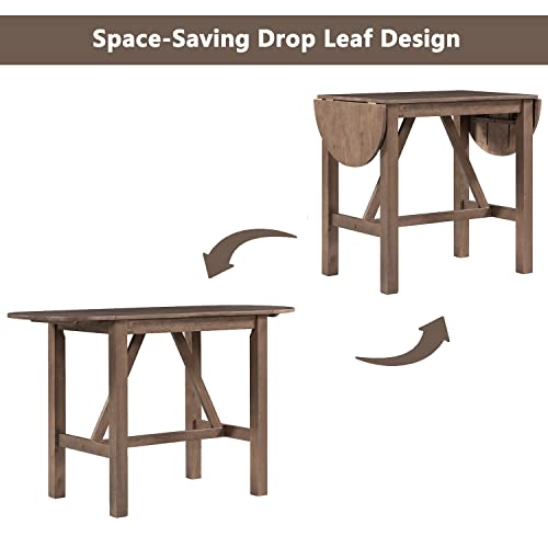 LUMISOL 3 Piece Drop Leaf Table Set with 2 Chairs, White H249