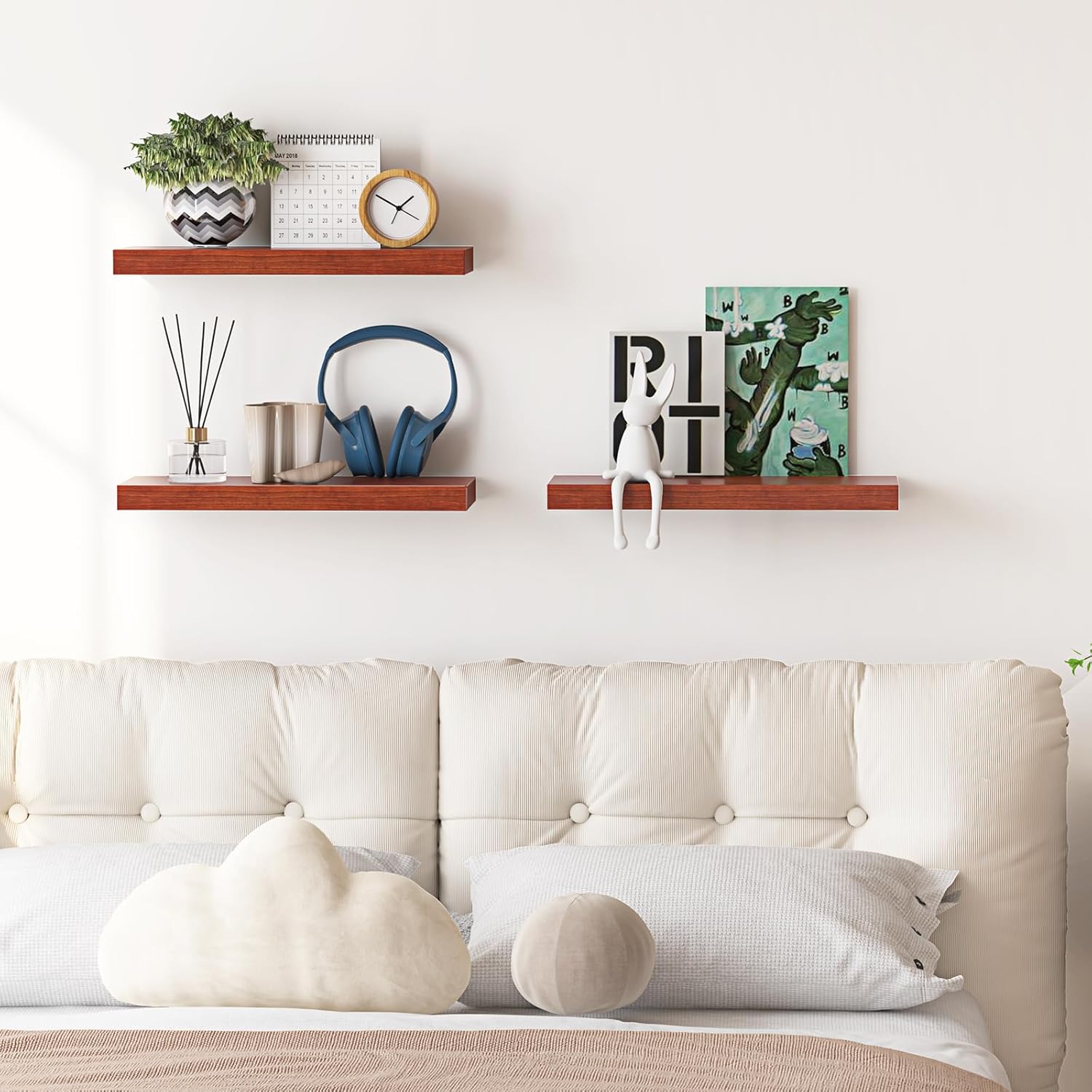 Fixwal Floating Shelves for Wall, 3 Pack, Walnut V6003