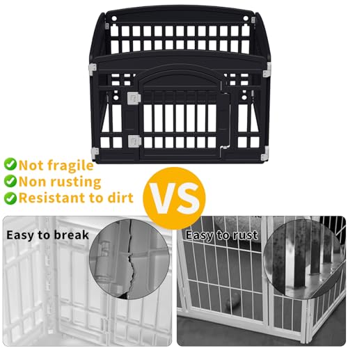 Pet Playpen for Dogs Heavy Plastic Exercise Pen Indoor Outdoor Folding Cage 6 Panels White L83956