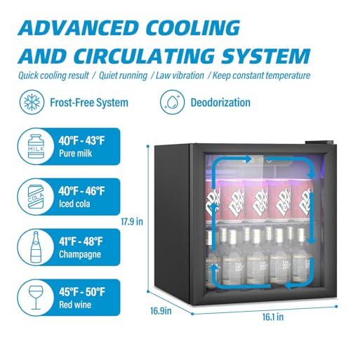 Compact Freestanding Beverage Refrigerator and Skincare Fridge, 0.9 Cu Ft Mini Fridge N768451