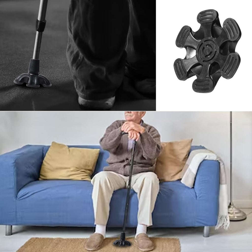 Z&Q LABOR 3/4'' Self Standing Rubber Cane Tip Quad Walking Cane Tips with 6 Support Feet D881494