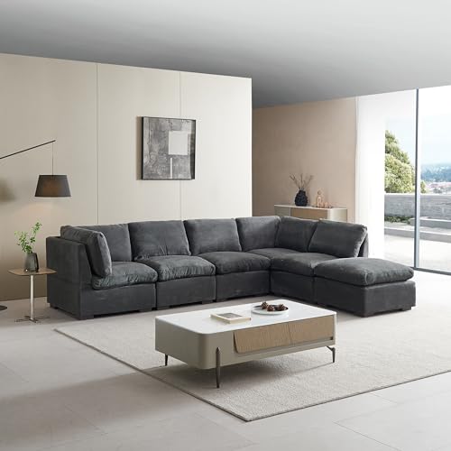 131" Oversized Modular 6-Seater Cloud Sectional Sofa with Reversible Chaises Q698