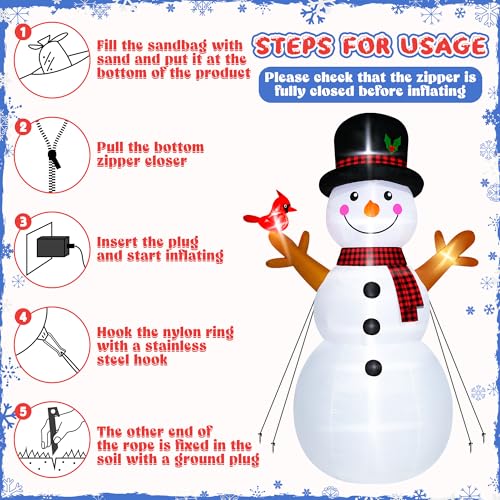 16FT Christmas Inflatable Snowman with LED Lights Outdoor Yard Decor N561071