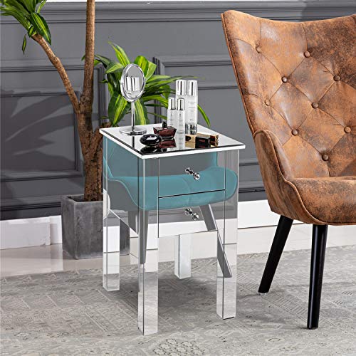 Mirrored Nightstand with 3 Drawers, Silver M18693