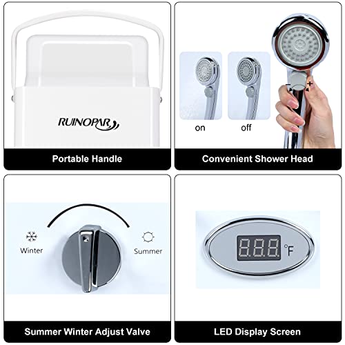 Portable Propane Tankless Water Heater 6L for RV Camping Boat Cabin Black S620171