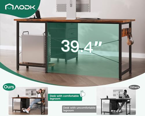 AODK L Shaped Gaming Desk with 4 Drawers, Power Outlets, Black P81263