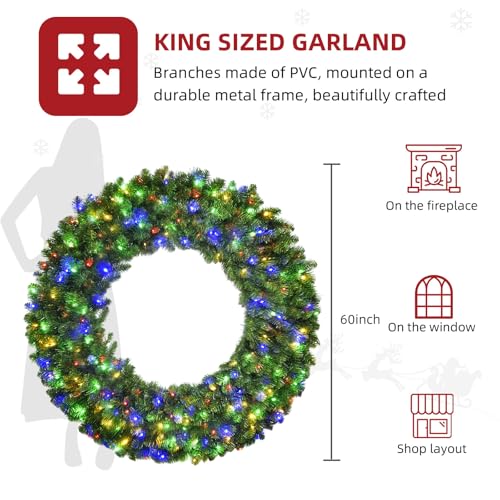 HOYECHI 48in Lighted Christmas Outdoor Wreath with 210 LEDs S99138