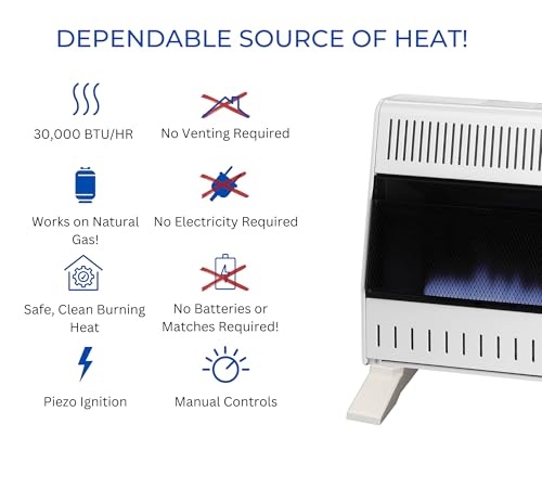 ProCom ML300HBA-B Ventless Liquid Propane Blue Flame Heater with Base Feet K420