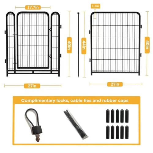 Tall Garden Fence 32in 8 Panels Metal Dog Pen Outdoor for Yard G496561