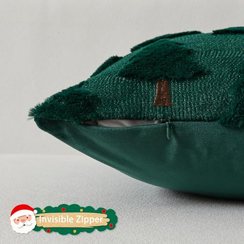 UGASA Star Christmas Decorative Pillow Covers 18x18 Inch Set of 2 Dark Green Q9265
