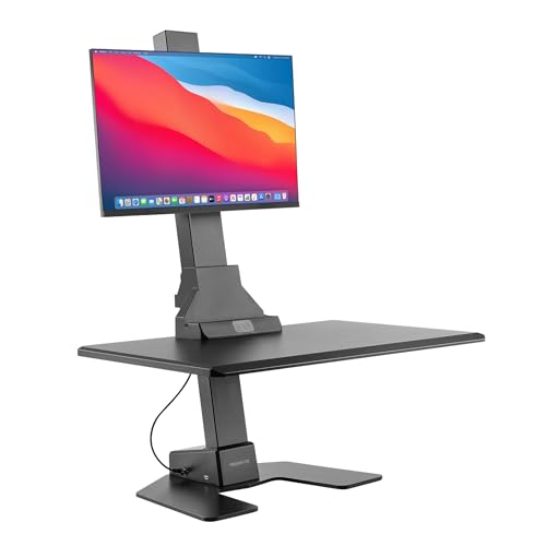 Mount-It! Electric Standing Desk Converter - Motorized Sit-Stand Desk Riser with Monitor Mount, 32" V46023
