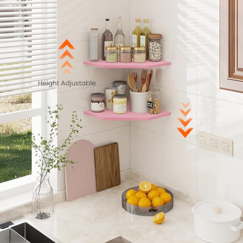 Homode Corner Floating Shelves 4 Tier Wall Mounted with Cord Hole, Black C894