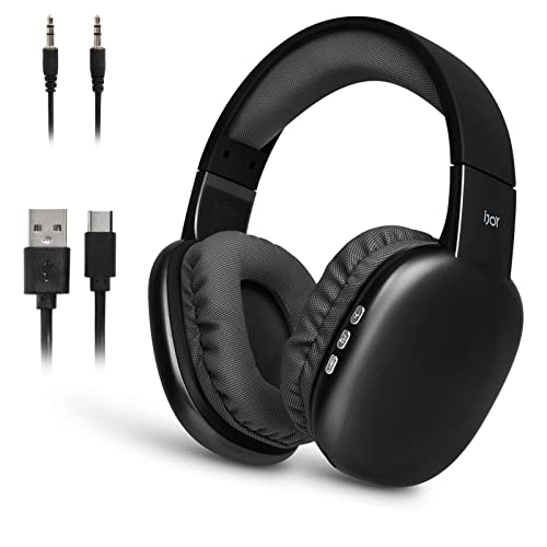 iJoy Ultra Wireless Headphones with Microphone- Rechargeable Over Ear Wireless Bluetooth Headphones with 10Hr Playtime, SD Slot, Backup Wire- Soft Cushion Wireless Headset with Mic (Blue)
