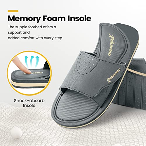 Men's Adjustable Athletic Slide Sandals with Memory Foam A521422