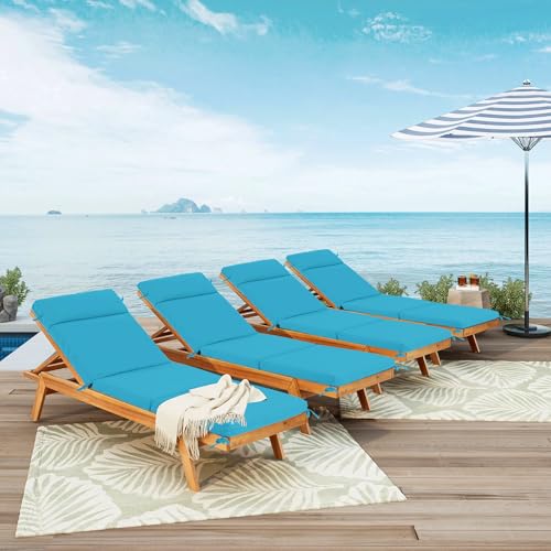 Chaise Lounge Cushion 72x21x3 Inch Set of 2 Outdoor Patio Cream B783089
