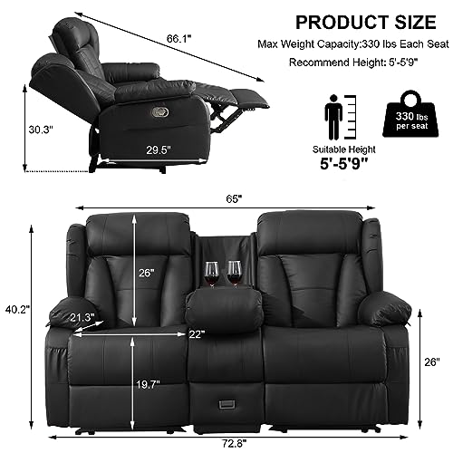 59" Manual Reclining Loveseat with Side Pockets, Wall Hugger, Brown T980023
