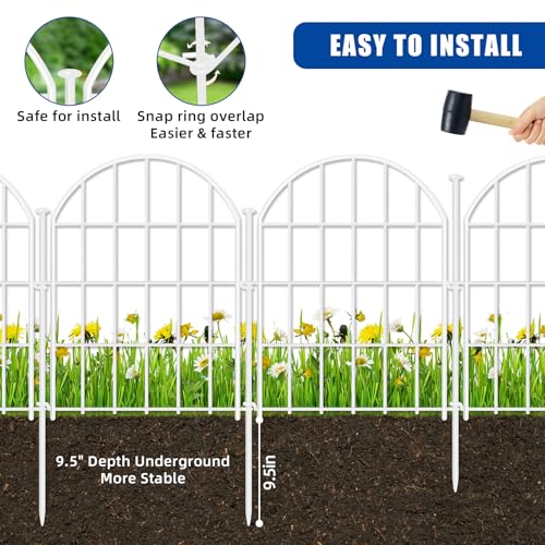 26 Pack Decorative Garden Fence, 22in x 28ft Arched No Dig Border, Rustproof Metal Animal Barrier N93965
