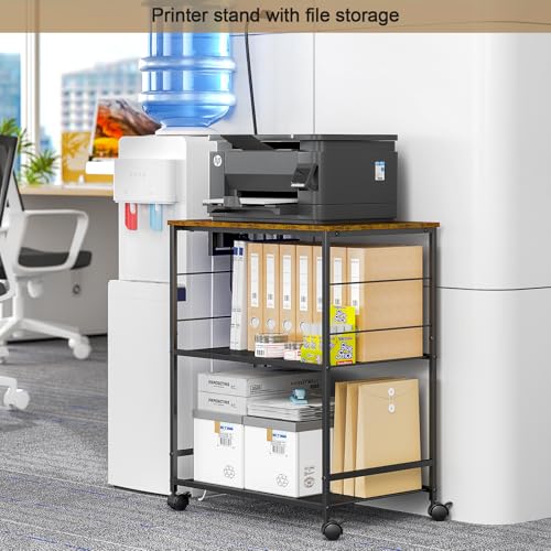 Rolling Kitchen Microwave Cart with Storage, Lockable Wheels S489447