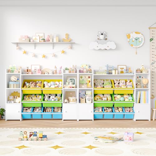 FOTOSOK 55" Toy Storage Organizer with 8 Bins and Bookshelf, Pink J681345