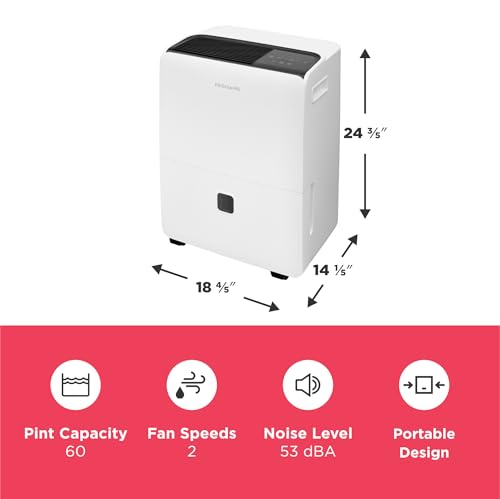 Frigidaire 50-Pint Portable Dehumidifier with Wi-Fi for Medium/Large Rooms, White Q334986