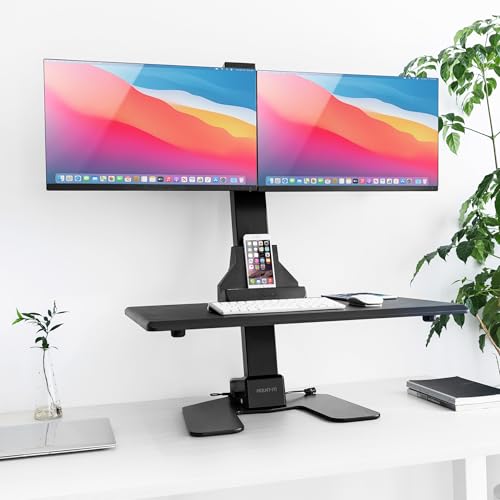 Mount-It! Electric Standing Desk Converter - Motorized Sit-Stand Desk Riser with Monitor Mount, 32" V46023