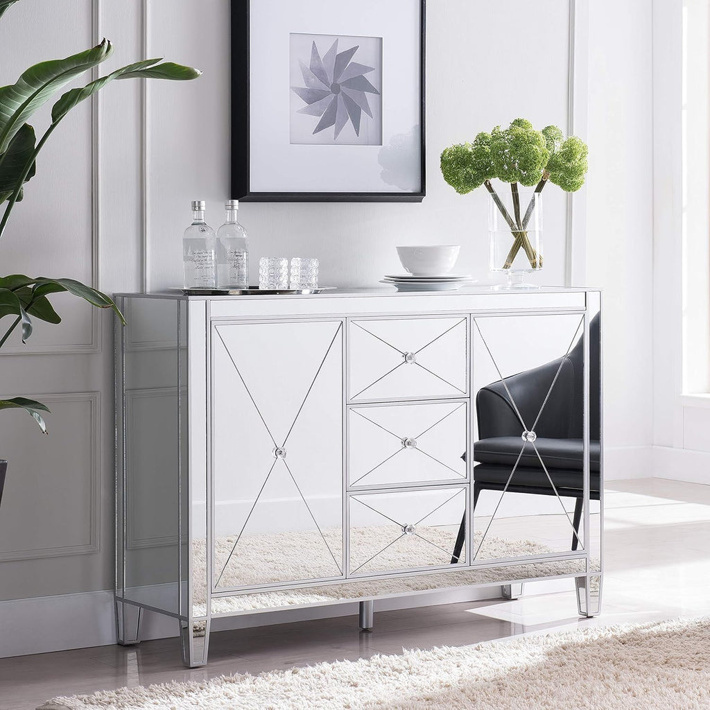 SEI Furniture Mirage Mirrored 3 Drawer Cabinet P358095