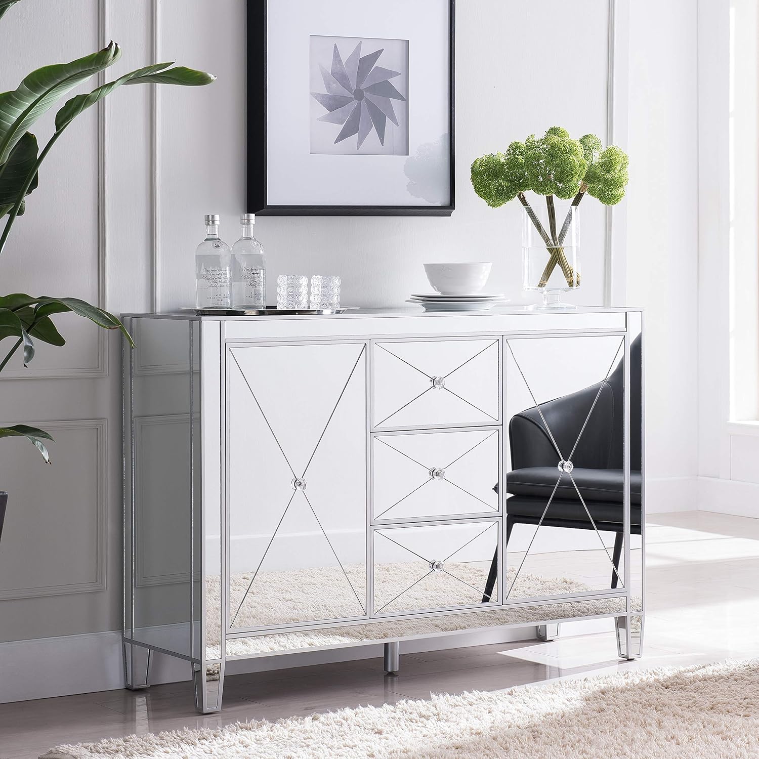 SEI Furniture Mirage Mirrored 3 Drawer Cabinet P358095