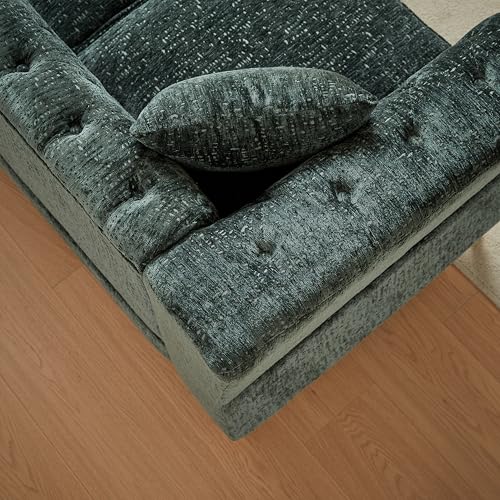 81.5" Chesterfield Chenille L-Shaped Sectional Sofa, 5-Seater, Gray O351